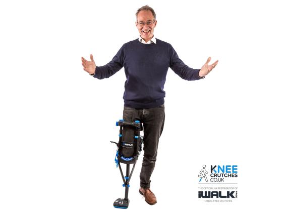 Man Standing with iWalk3.0 crutch alternative