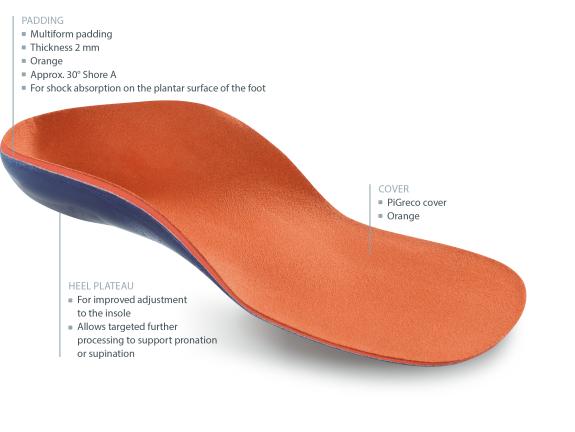 Heel Plateau insole with descriptions